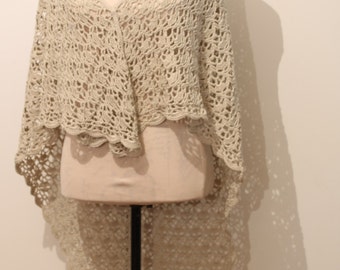 Crochet Triangular Lace Shawl with Scalloped Edging by TCDesignsUK