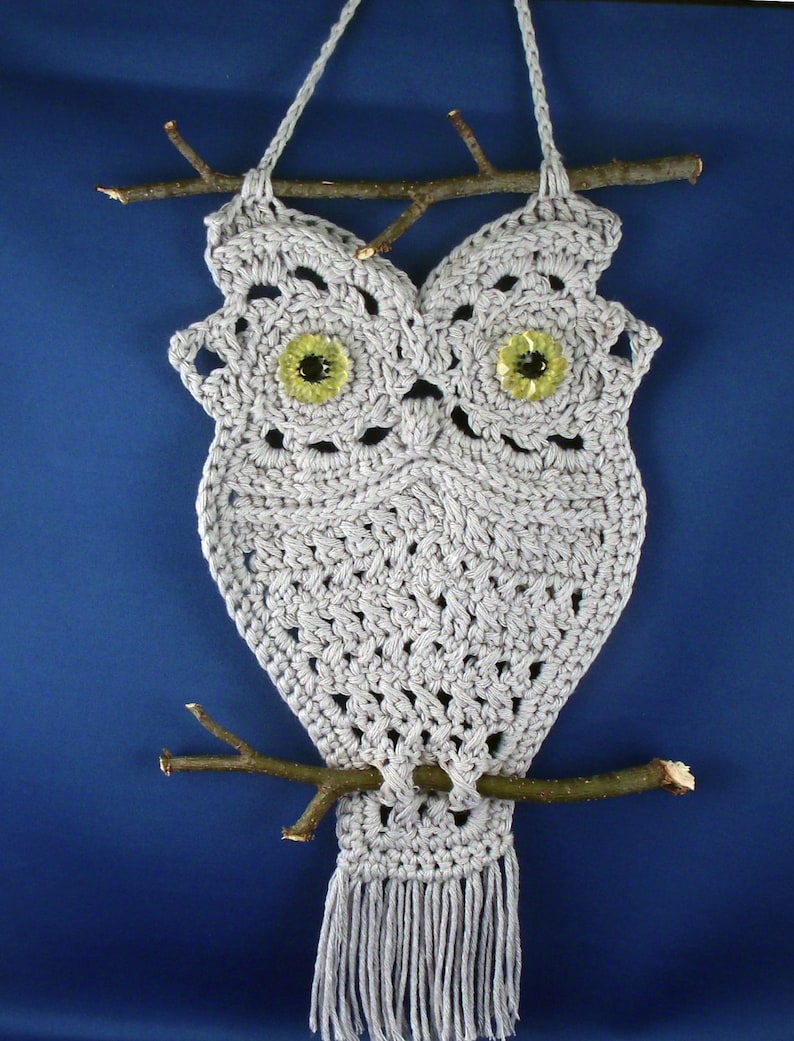 Crochet Owl Hanger in Macrame Style INSTANT DOWNLOAD PDF from Thomasina Cummings Designs image 3