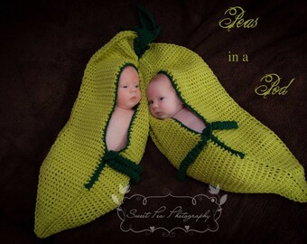 Crochet Peapod Photo Prop with Hat - INSTANT DOWNLOAD PDF from Thomasina Cummings Designs