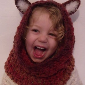 Crochet FoxyFox Snood Hood with Ears INSTANT DOWNLOAD PDF from Thomasina Cummings Designs