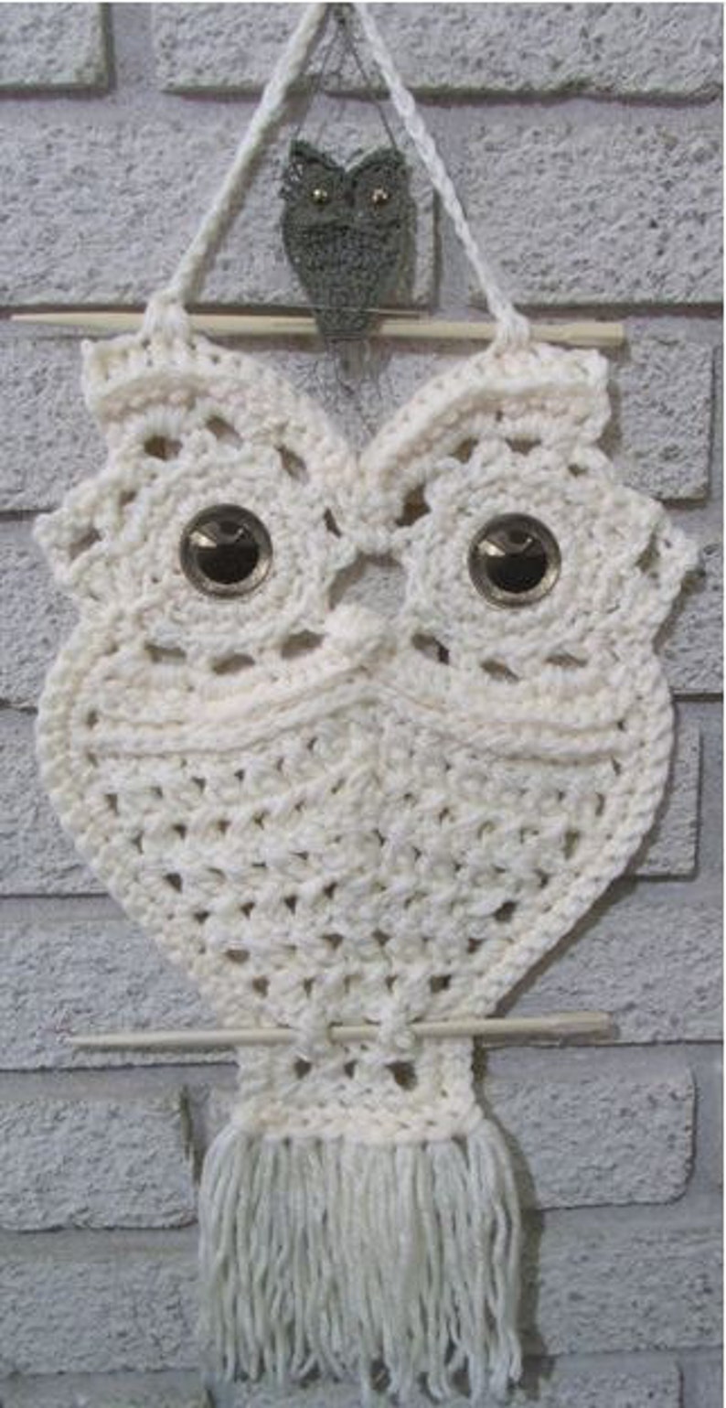 Crochet Owl Hanger in Macrame Style INSTANT DOWNLOAD PDF from Thomasina Cummings Designs image 1