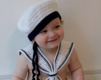 Crochet Sailor Boy Photo Prop Set with Wrap, Collar & Hat INSTANT DOWNLOAD PDF from Thomasina Cummings Designs