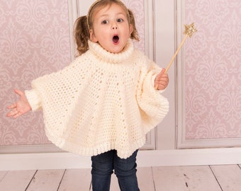 Crochet Roll Neck Poncho (for children and adults) - INSTANT DOWNLOAD PDF from Thomasina Cummings Designs