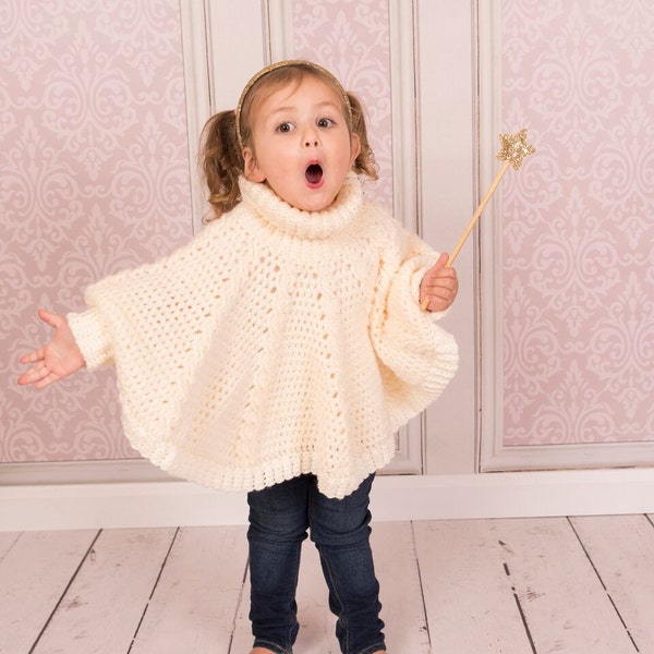 Crochet Roll Neck Poncho (pour enfants et adultes) - TÉLÉCHARGEMENT INSTANTANÉ PDF de Thomasina Cummings Designs