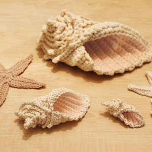Crochet Conch Shell and Starfish Sea Shell Pattern INSTANT DOWNLOAD PDF from Thomasina Cummings Designs