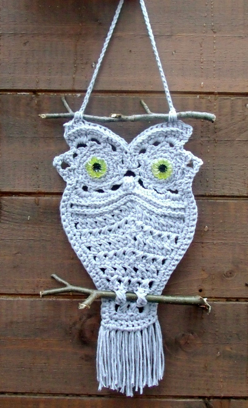 Crochet Owl Hanger in Macrame Style INSTANT DOWNLOAD PDF from Thomasina Cummings Designs image 2