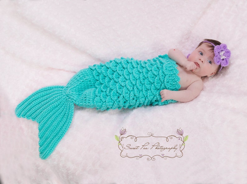 Crochet Mermaid Tail & Headband Prop INSTANT DOWNLOAD PDF from Thomasina Cummings Designs image 1