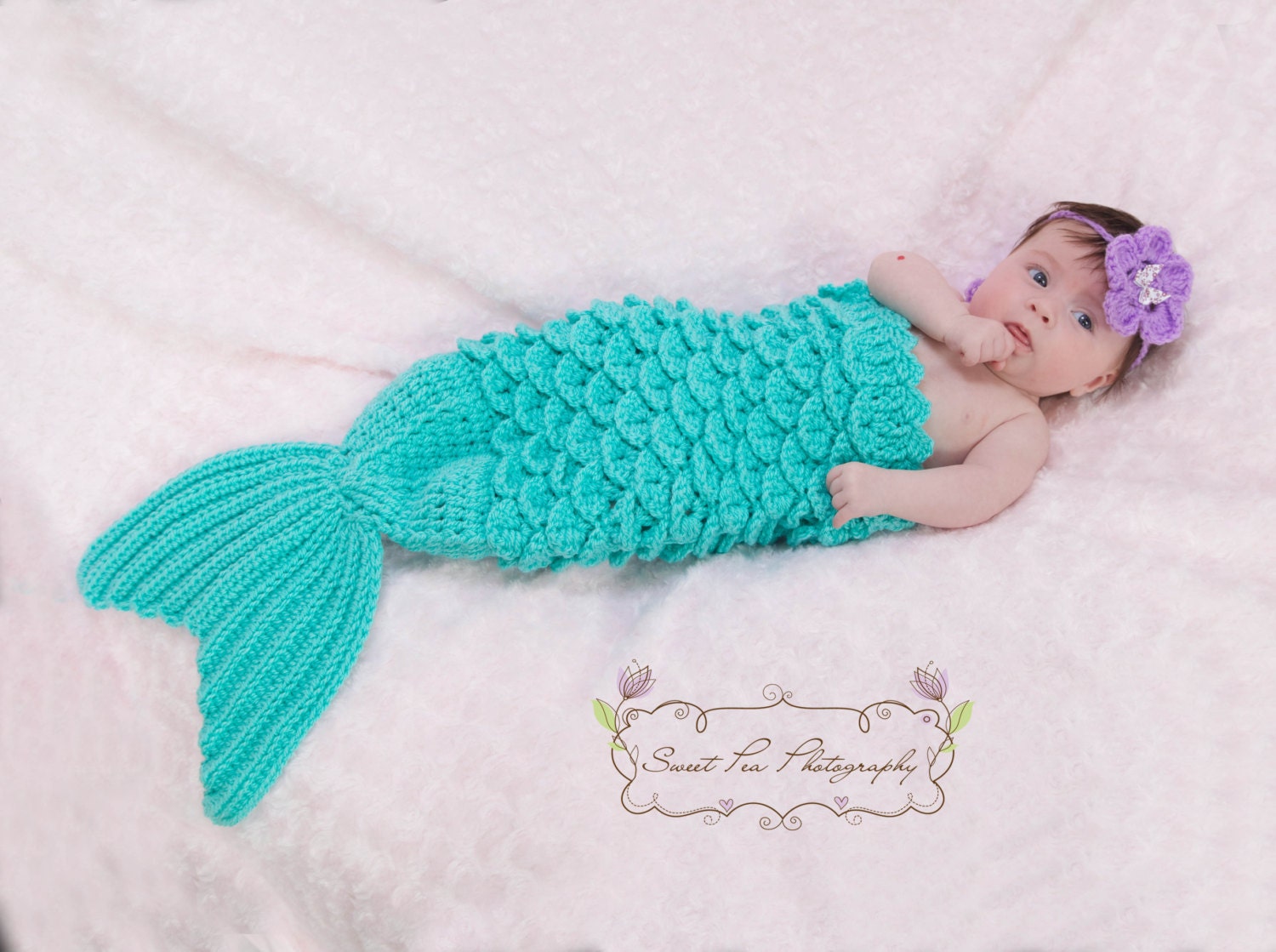 Crochet Mermaid Tail & Headband Prop from Thomasina