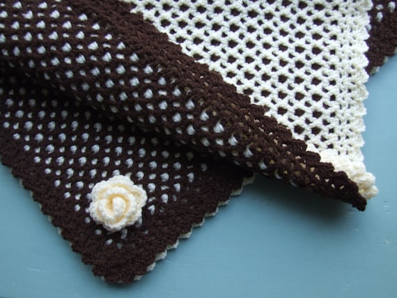 Crochet Two Colour Reversible Baby Blanket Flower Trim INSTANT DOWNLOAD PDF From Thomasina Cummings Designs Etsy Canada