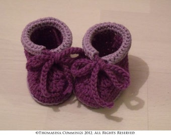 Crochet Slippers with Cuff and Tie INSTANT DOWNLOAD PDF from Thomasina Cummings Designs