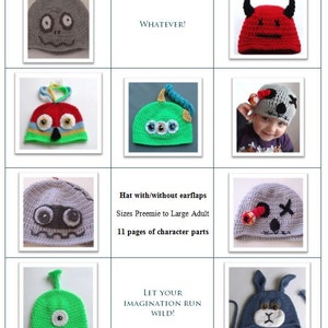 Booklet of Crochet Character Hats - INSTANT DOWNLOAD PDF from Thomasina Cummings Designs