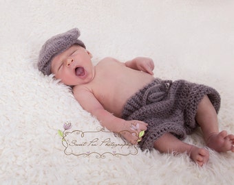 Crochet Shorts Trousers (includes two bonus newborn hats for photo props) INSTANT DOWNLOAD PDF from Thomasina Cummings Designs