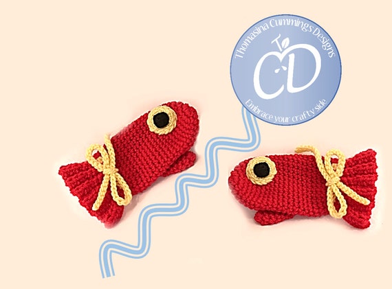 Crochet Fish Mitts With Frilled and Ribbed Cuff Options INSTANT DOWNLOAD  PDF From Thomasina Cummings Designs 