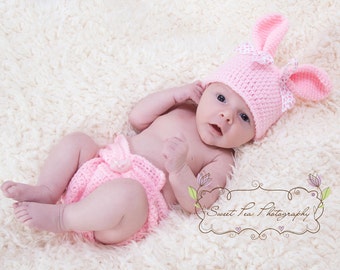 Crochet Bunny Rabbit Nappy Wrap & Hat with Rounded Ears - INSTANT DOWNLOAD PDF from Thomasina Cummings Designs