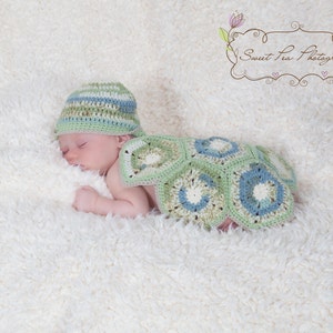 Crochet Coverlet & Hat Turtle Photo Prop Hexagon Motif INSTANT DOWNLOAD PDF from Thomasina Cummings Designs image 2