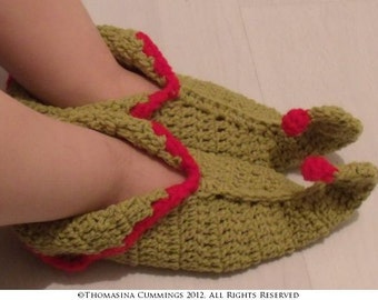 Crochet Pixie Boots Elf Shoes Slippers with Curled Toe - INSTANT DOWNLOAD PDF from Thomasina  Cummings Designs