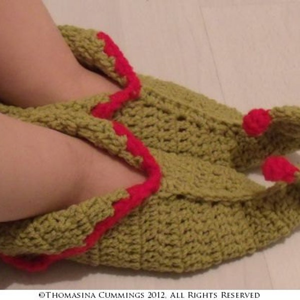 Crochet Pixie Boots Elf Shoes Slippers with Curled Toe - INSTANT DOWNLOAD PDF from Thomasina  Cummings Designs