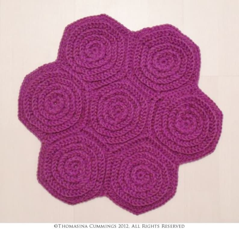Crochet Hexagon Spiral Motif for making blankets or bags, runners or throws, etc INSTANT DOWNLOAD PDF from Thomasina Cummings Designs image 4