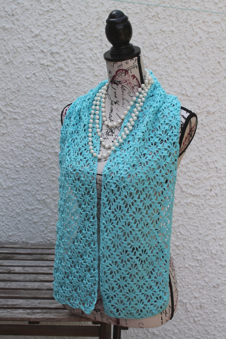 Summer Lace Scarf crochet scarf pattern listing photo by TCDesignsUK