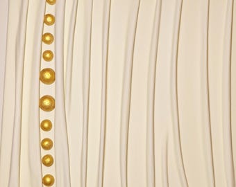 Getextureerde abstracte schilderkunst, neutrale minimalistische muurkunst, goud sculpturaal canvas, modern decor
