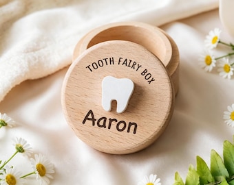 Personalized Baby Tooth Fairy Box, Custom Engraved Keepsake Wooden Box, Gifts for Kids