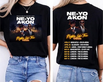 Ne-Yo Akon TShirt Nights Like This Tour 2026 R&B UK Concert Tee Hip Hop Music Fan Merch Front Back Printed gift Shirt Unisex Kids Adults Top