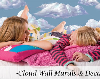 Murales de la pared de la nube ~ Calcomanías suaves y hermosas de la nube del cielo