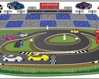 Race Track Wall Mural, Kids Room Decor Stickers for Boys Bedrooms & Playrooms