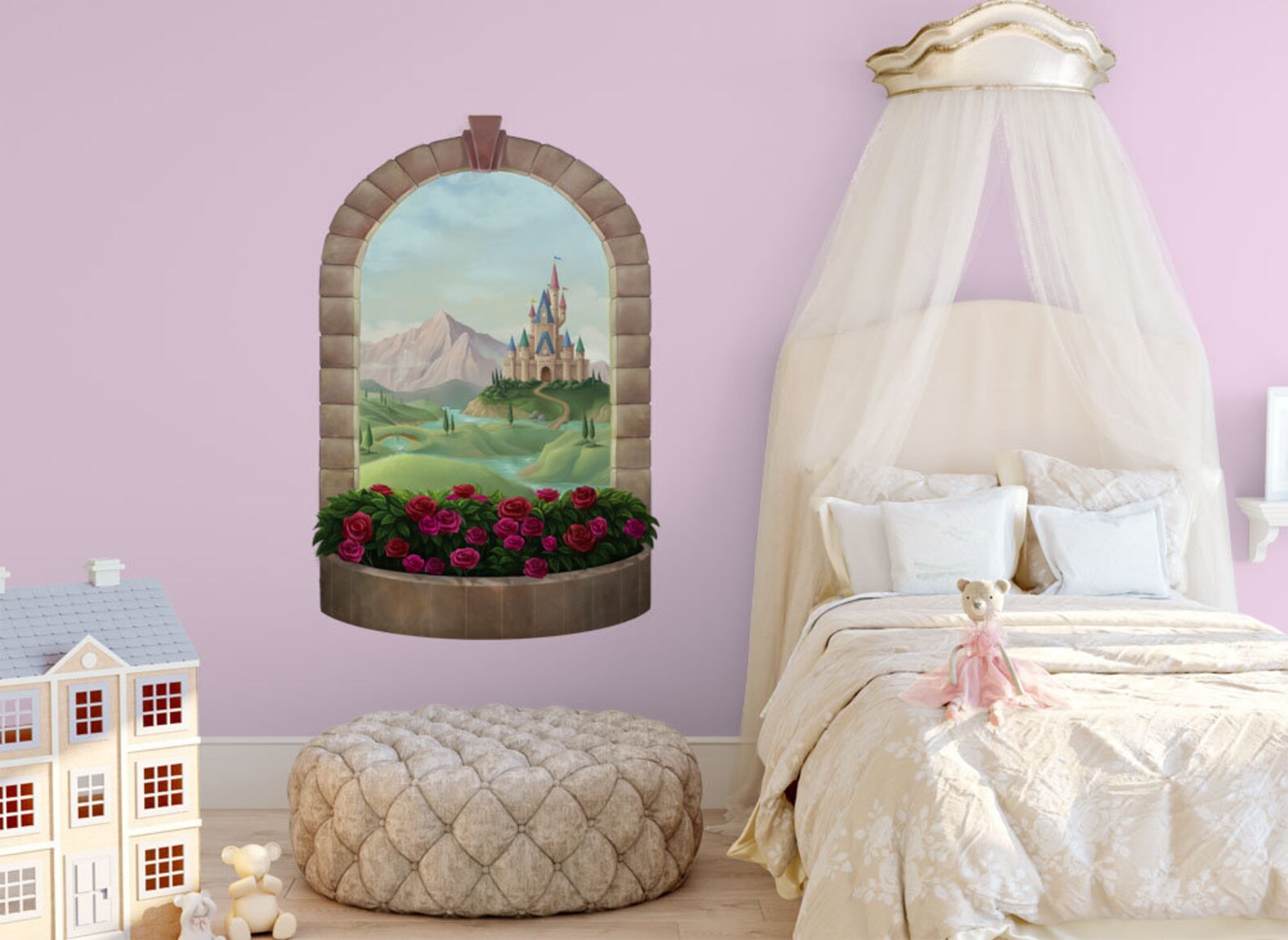 Castle Window Wall Mural Girl Room Wall Decor Etsy