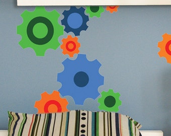 Boys Wall Decals, Gears & Cogs Wall Decor Stickers