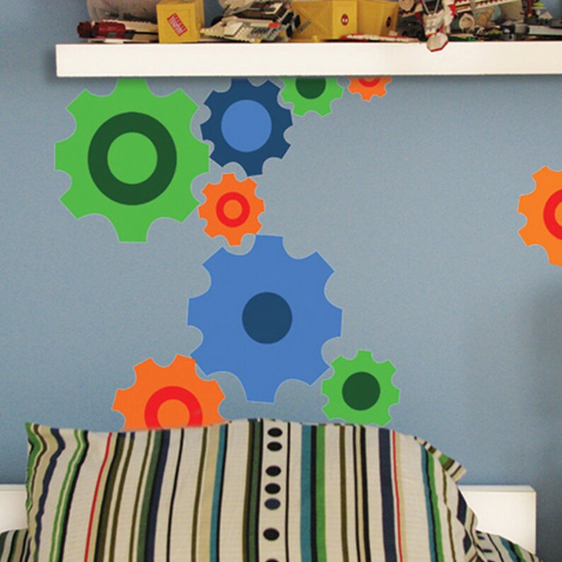 Boys Wall Decals Gears & Cogs Wall Decor Stickers Etsy