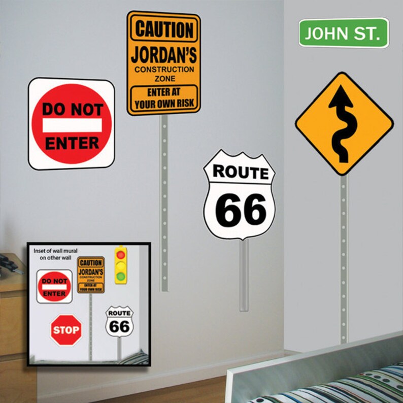 Street Sign Mural Decals custom Road Sign Wall Decals Etsy
