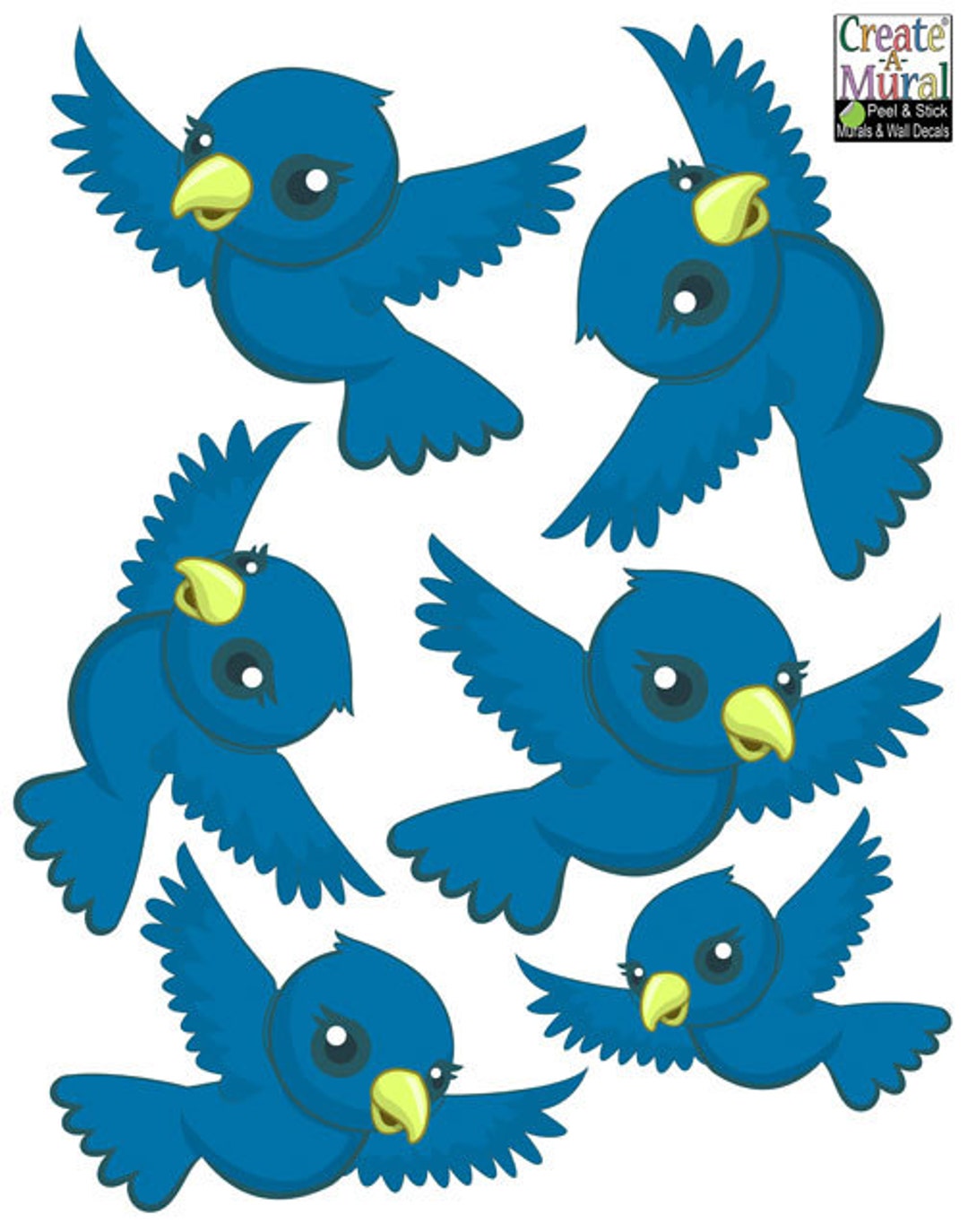 Kids Wall Decals Blue Bird Wall Decor Stickers Etsy