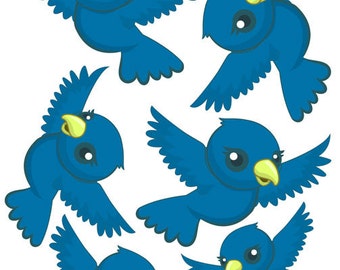 Niños pared calcomanías, pegatinas de decoración de pared pájaro azul