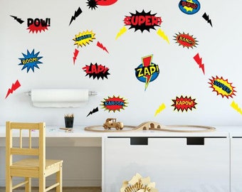 Superhero Comic Words Decor Wall Decals