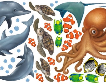 More Undersea Ocean Kids Room Mural