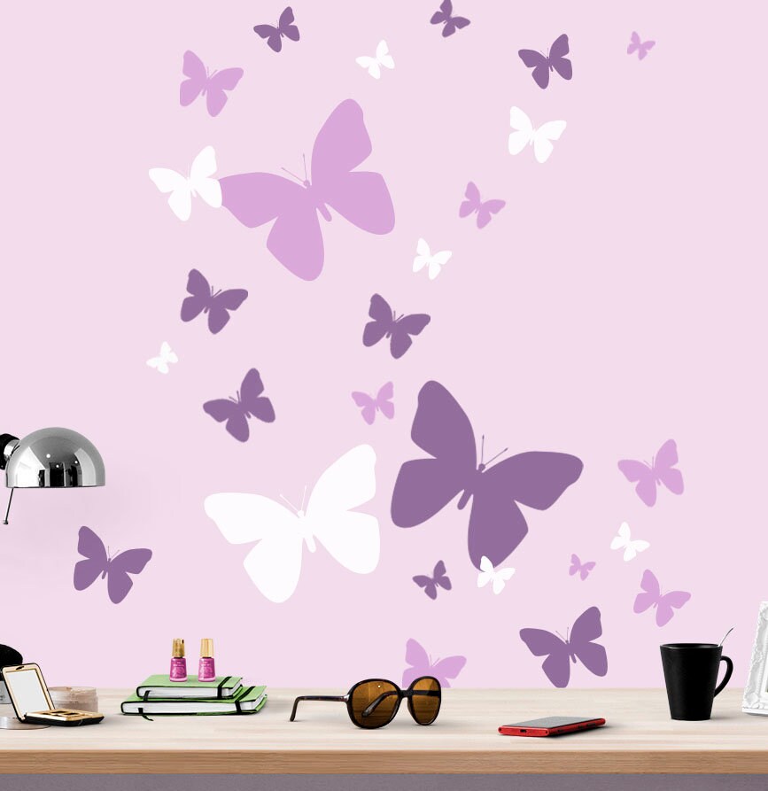 Kids Bedroom Purple Flower Wall Decals Skirting Sticker DIY for Living Room Butterfly Wall Stickers Kids Bedroom Purple Flower Wall Decals Skirting Sticker DIY for Living Room Butterfly Wall Stickers