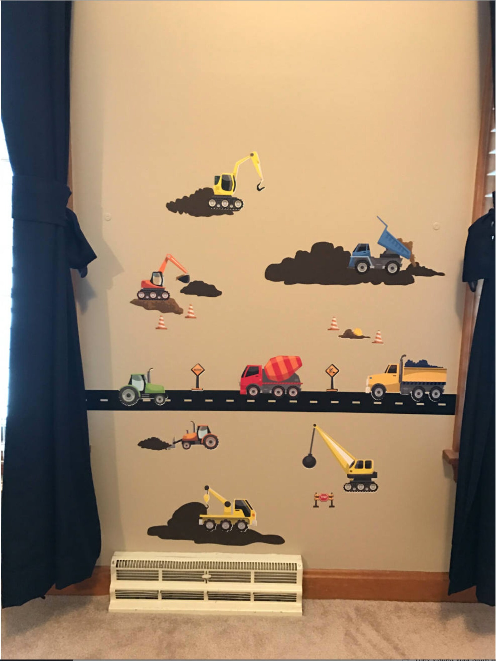 Truck & Construction Vehicle Wall Decalskids Wall Decor Etsy