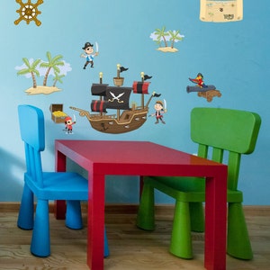 Fantastic Pirate Wall Stickers For Boys Rooms, Playroom Kids Room Decor Wall Stickers