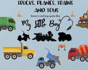 Boys Trucks n’ Quote Wall Decals, Vinyl Boys Room Wall Sticker Decor