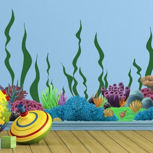 Coral Seaweed Wall Decals, Undersea Ocean Wall Stickers for Kids Bedrooms