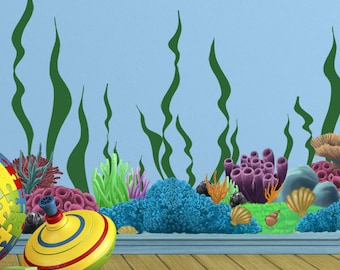 Coral Seaweed Wall Decals, Undersea Ocean Wall Stickers for Kids Bedrooms