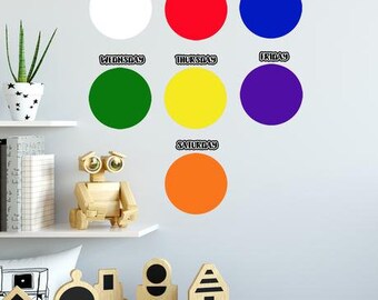 Dry Erase Days of The Week Dot Wall Decals