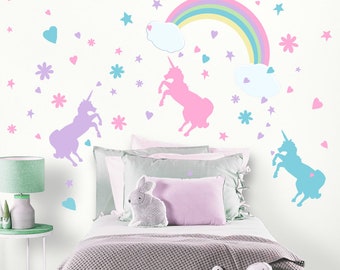 Unicorn Wall Decals for Girls Room Walls