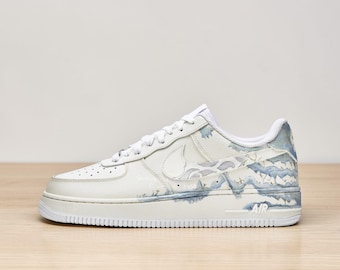 Custom Hand-Painted Air Force 1 Sneakers | Thousand Li Rivers Mountains Ink Wash Streetwear
