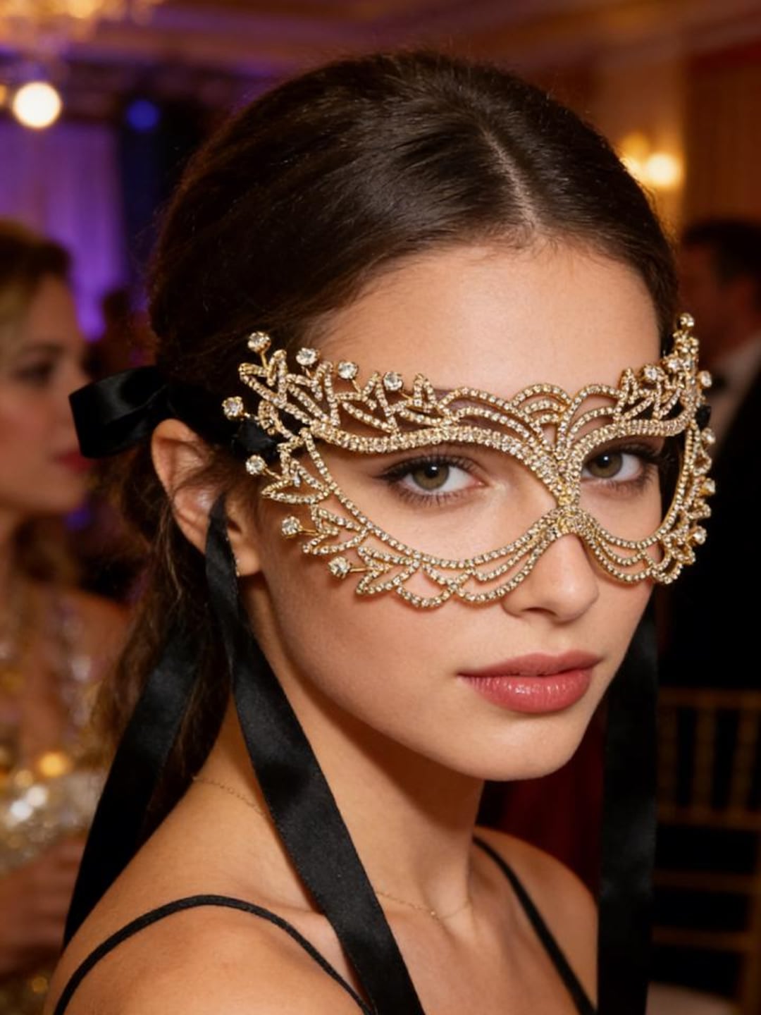 Rhinestone Masquerade Mask for Women, Crystal Tassel Face Jewelry ...