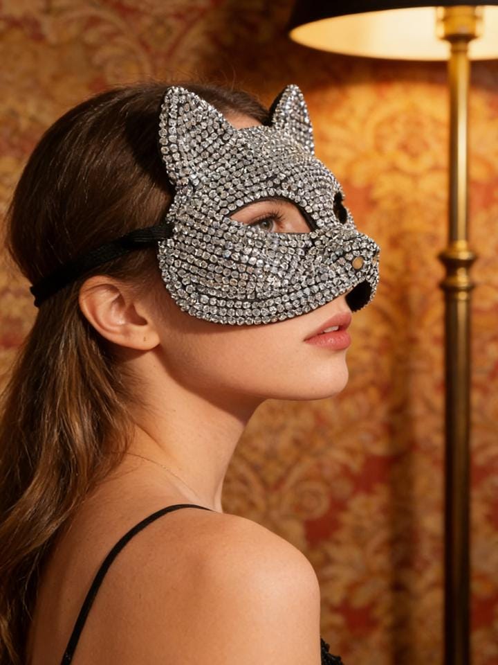 Rhinestone Cat Mask | Masquerade Party | Luxury Sparkle | Crystal ...