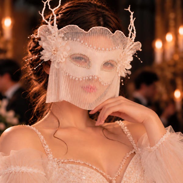 Witte tak bruidssluiermasker, zendspoel Venetiaans gemaskerd, sprookjesgewei kant oogmasker, bos cosplay kostuum prop, halloween party gezichtsmasker