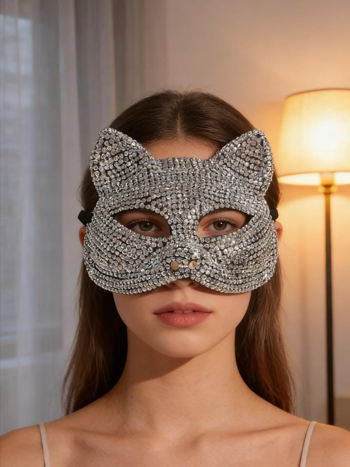 Rhinestone Cat Mask | Masquerade Party | Luxury Sparkle | Crystal ...
