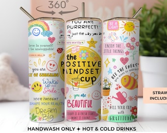 Positive Mindset Tumbler, Affirmation Cup, Motivational Coffee Cup, Self Love Gift